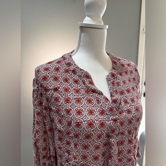 Brick Anne Carson Patterned Blouse Size L EUC - Picture 3 of 6